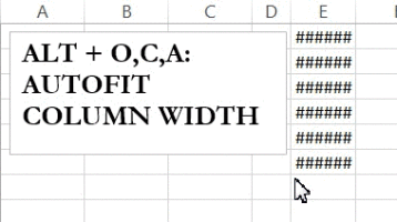 Excel Keyboard Shortcut Autofit Column Width