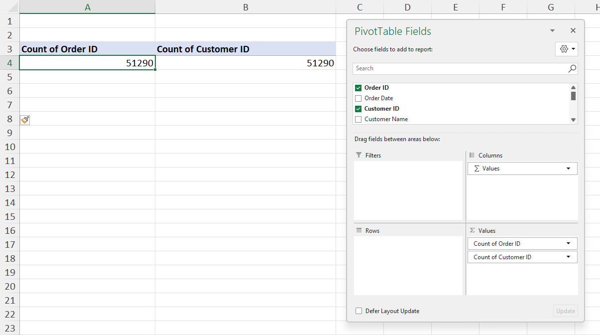 How To Get The Count Of Distinct Items Using Excel Pivottables