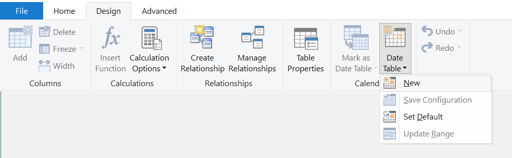 Date Table In Power Pivot