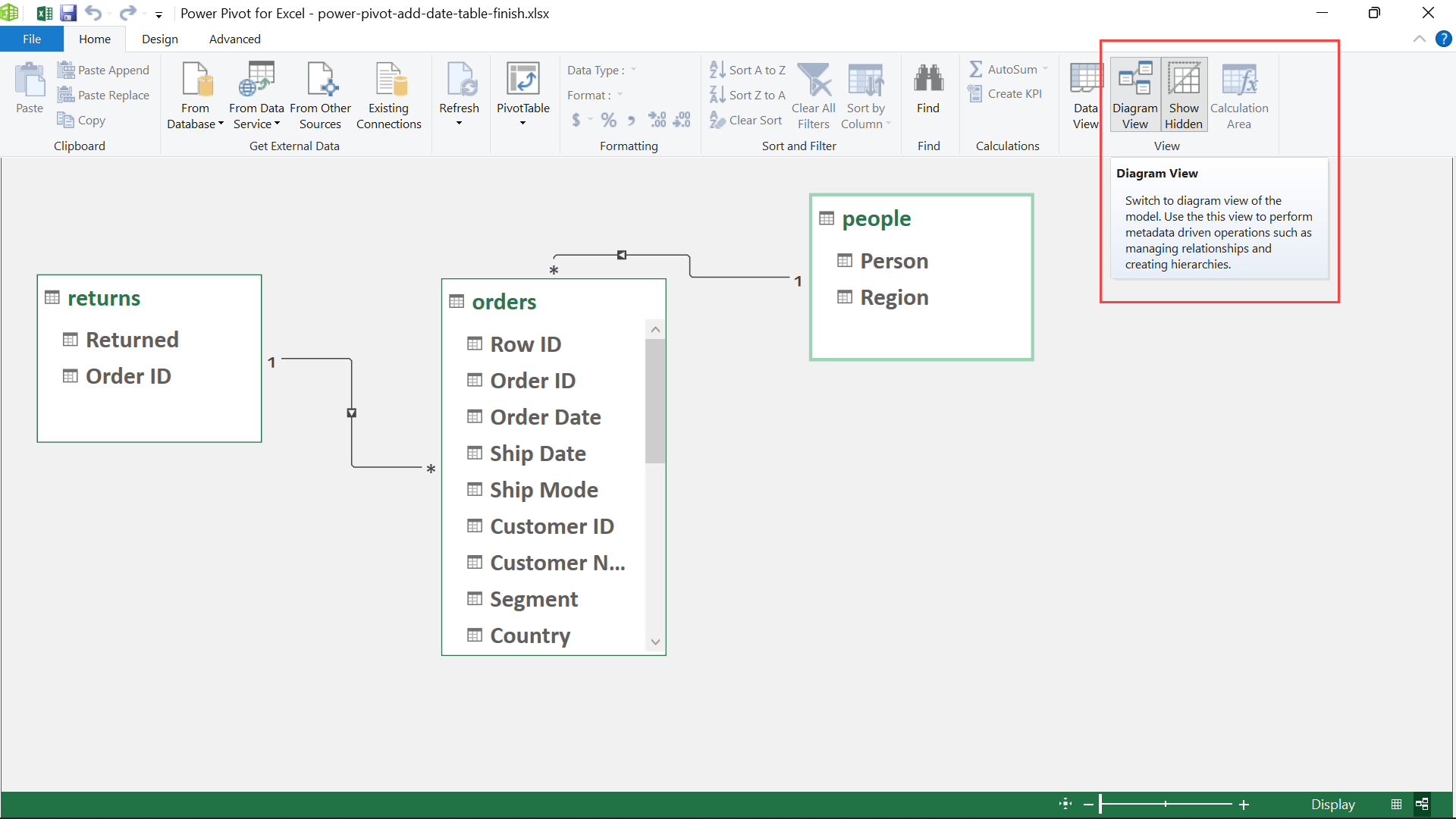 Power Pivot Add Calendar Table