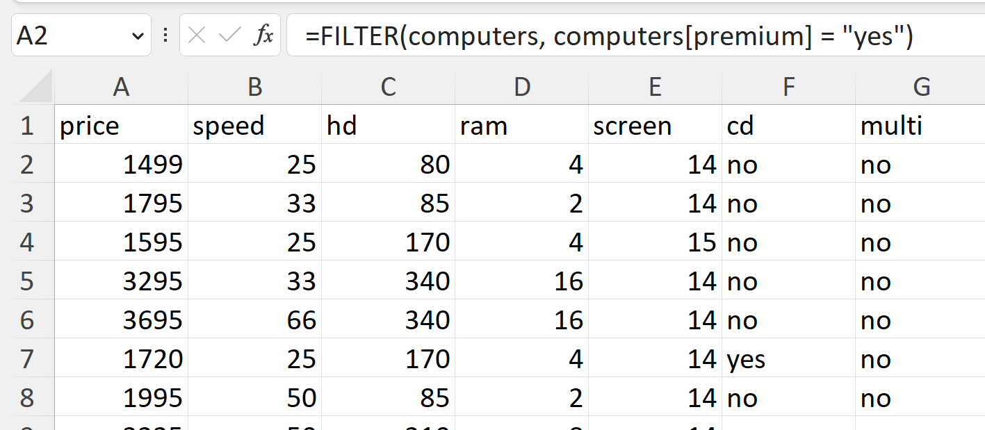 How to filter a dataset by one or more criteria using Excel formulas Stringfest Analytics